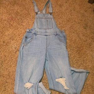Light wash overalls